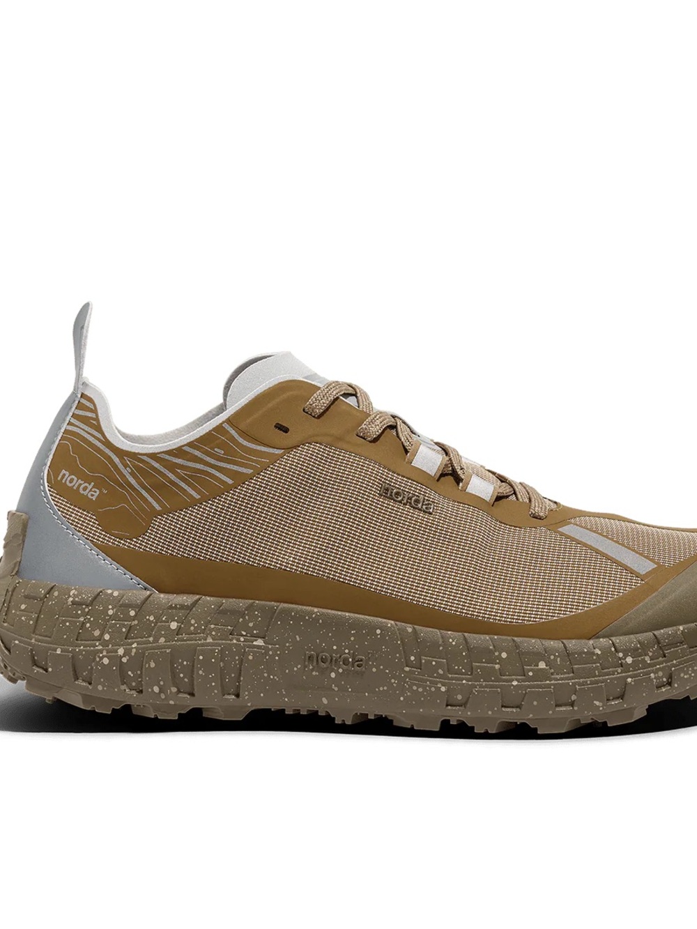 norda Women’s 001A Loam Trail Sneaker in Taupe and Light Gray
